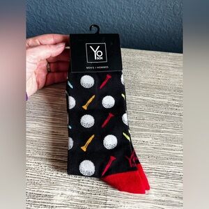 🆕 Yo Sox Men's Black Golf Patterned Socks